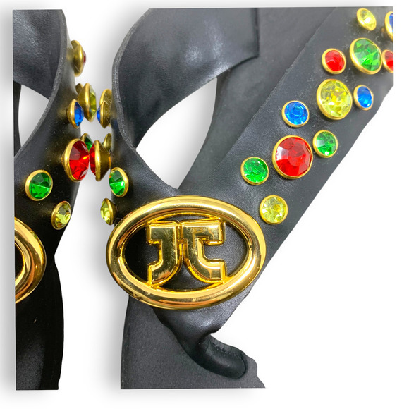 NEW Jeffrey Campbell Iconics Multicolor Jeweled Thong Flip Flop Sandals Sz 8 - Picture 4 of 7
